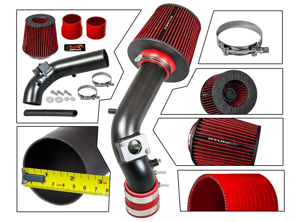 RTunes Racing Ram Air Intake Kit+Dry Filter 2008-2014 Lancer 2.0L 2.4L 4-Cyl