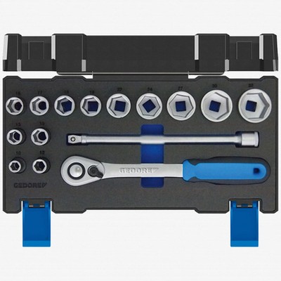 Gedore 19 DMU-20 Metric Socket Set, 1/2'' Drive, 10 - 32 mm, 15 Pieces