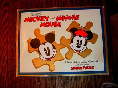 Fossil Micky & Mini Mouse Gold Watch Box Tin Puzzle only 1 of 1,000 No Watch