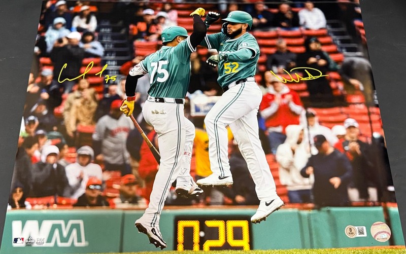 Carlos Narvaez Wilyer Abreu Red Sox Signed 16x20 Photo Beckett Witness Hologram