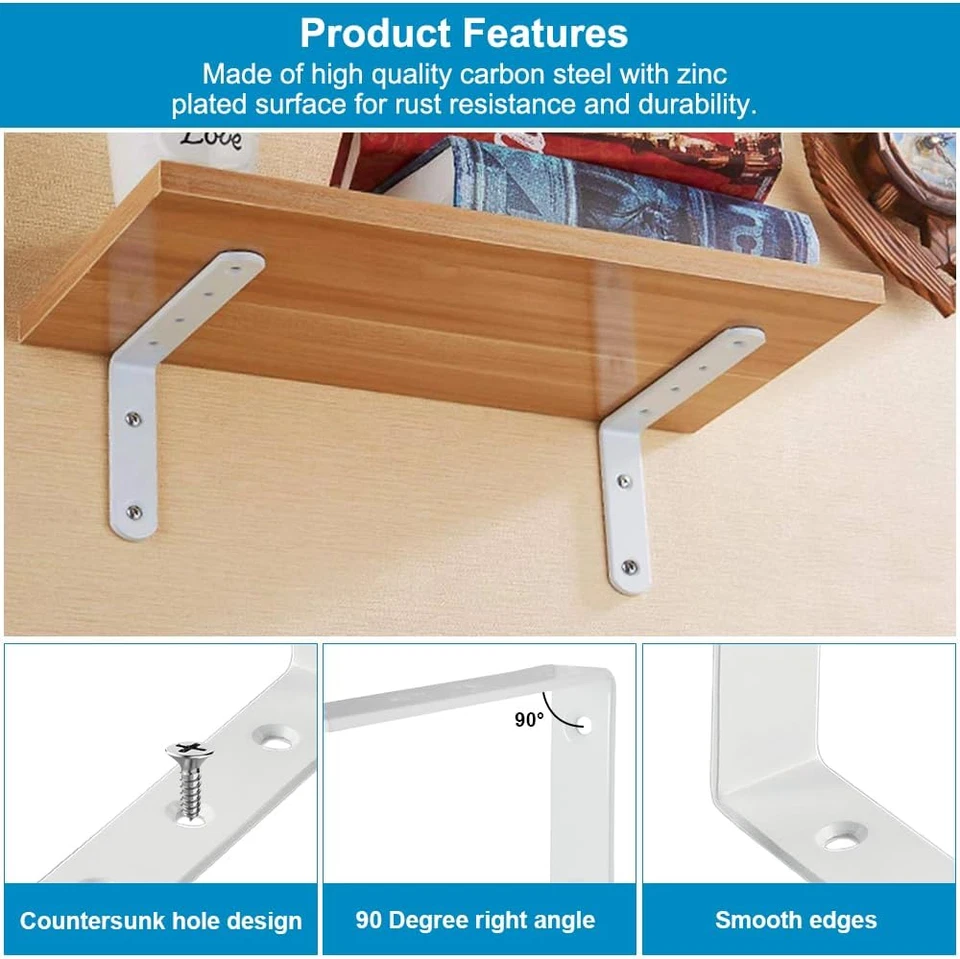 4 Pezzi Pesanti Staffa Angolare in Acciaio Inox,Shelf Brackets,Stabile E Durevol - Immagine 3 di 4