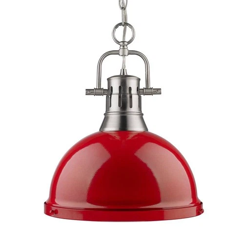 Duncan Pewter 14" Wide Contemporary Red Pendant Light - Picture 3 of 4
