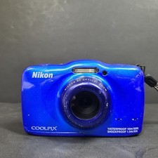 Nikon Coolpix S32 Digital Compact Camera Waterproof Blue  16GB SD Card