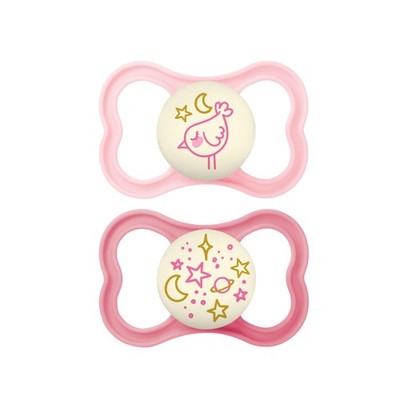 MAM Baby Pacifier Pack of 2 Glowing Night Ventilated Silicone Orthodontic 0-6M