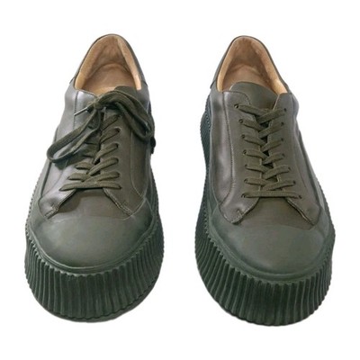 Jil Sander Leather Platform Sneakers Men's  Size 44, US 11 Green 