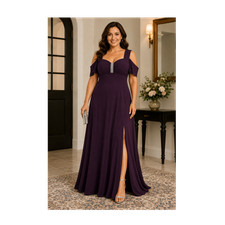 R M Richards Plum Formal Gown 16W Rhinestone Bodice Slit Evening Dress NWOT