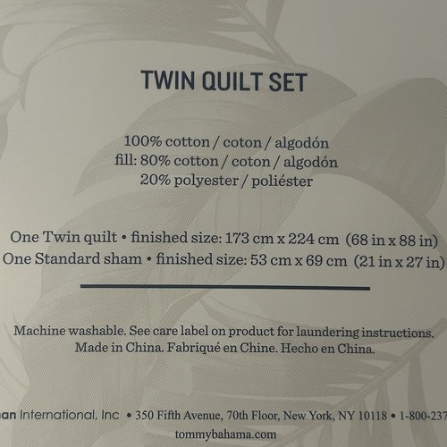 NWT Tommy Bahama Beige Raffia Solid 2-Piece Twin Quilt Set Coastal Prep Classic - Picture 6 of 9