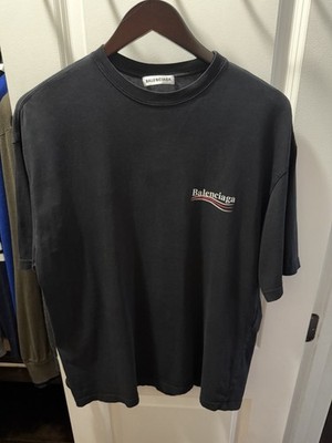 Balenciaga Archetype Black Logo Cotton Men's Crew Neck Short Sleeve T-Shirt S