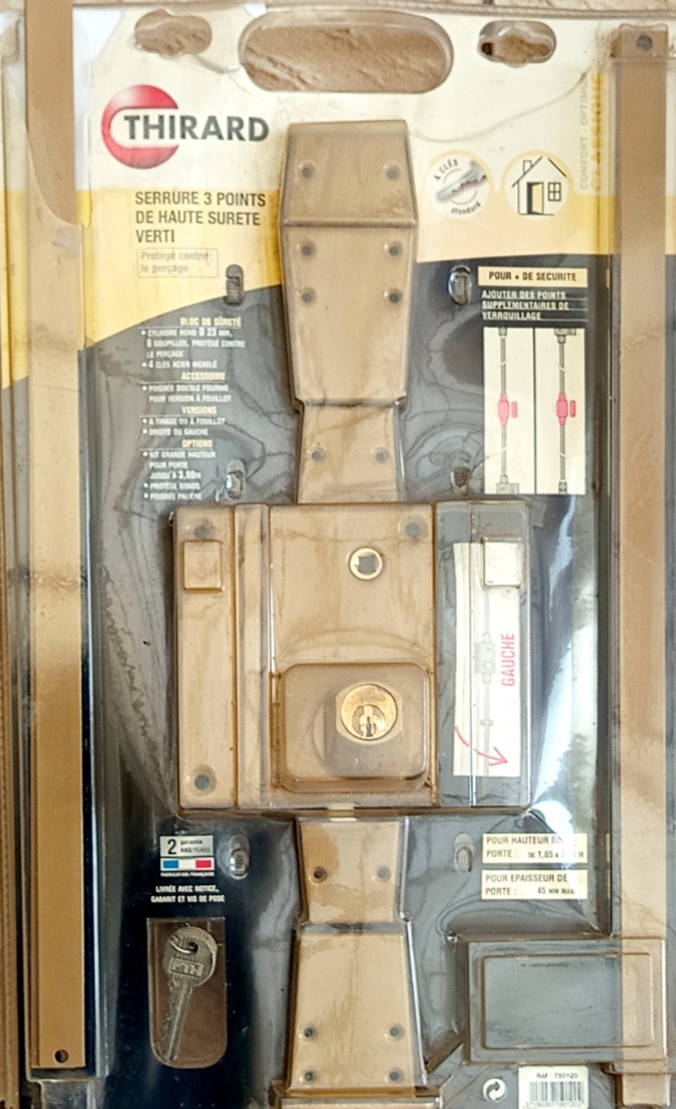 Serrure 3 points à lardon en acier pour porte d entrée en bois