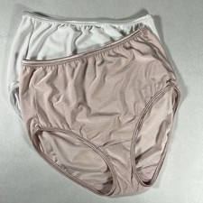 2 Pair Vanity Fair White Blush Nylon Spandex Stretch Panties Size 8/XL
