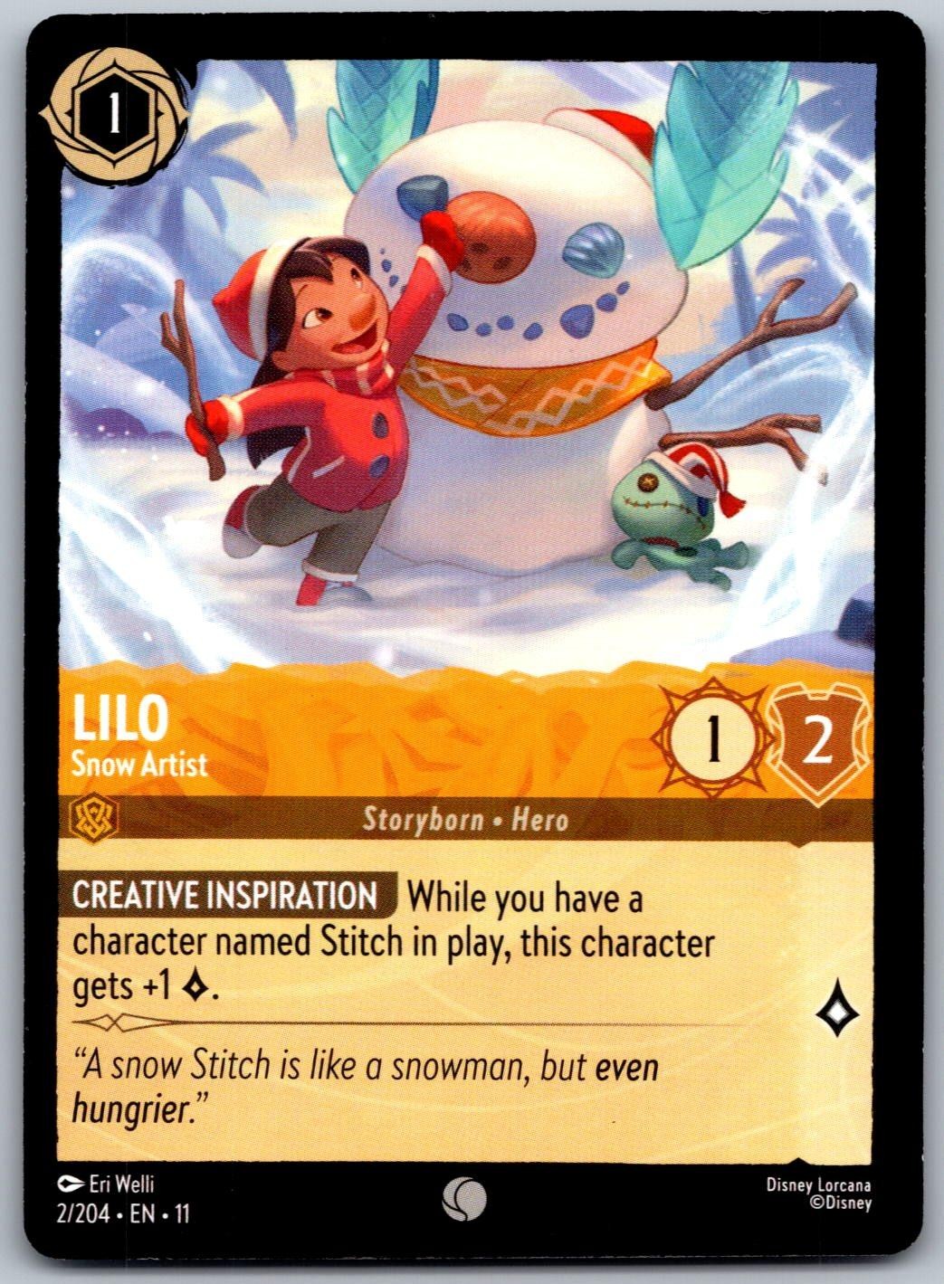 Lilo - Snow Artist 2/204 Common Winterspell Lorcana Near Mint