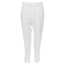 Haider Ackermann Grosgrain Linen Drop Crotch Cropped Trousers Women Whit Size 38