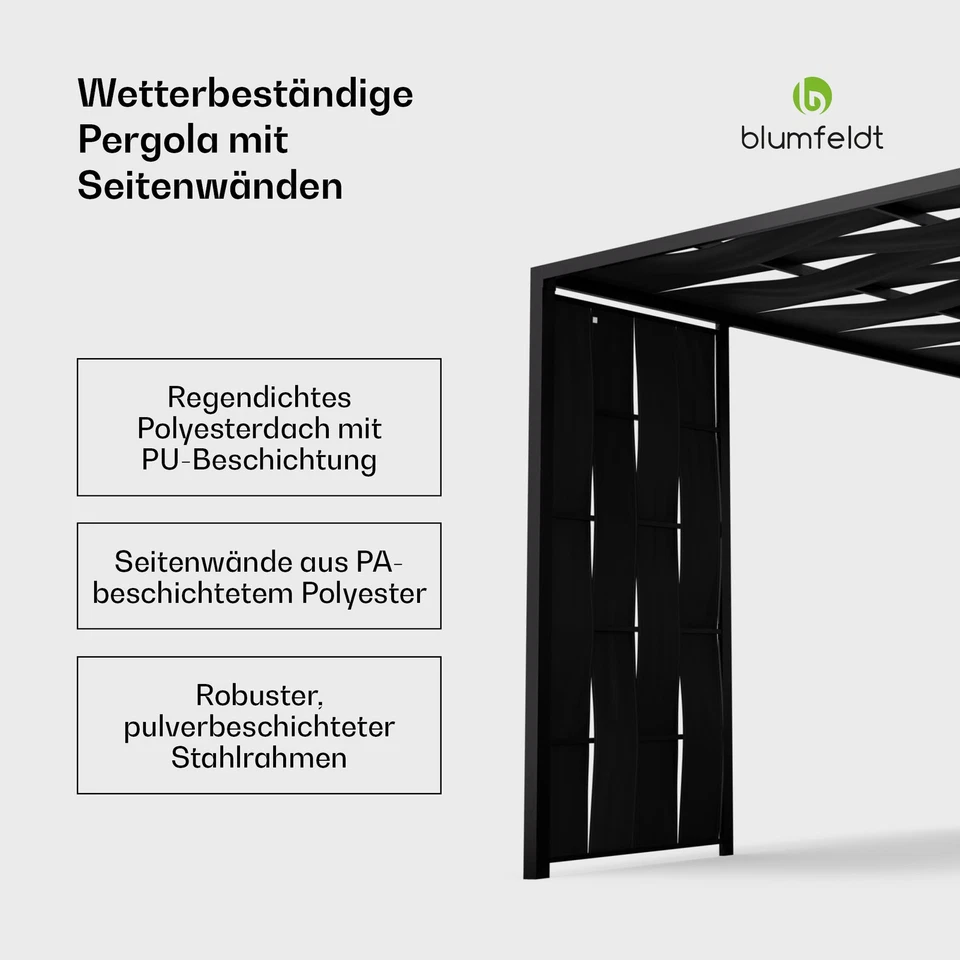 Pavillon 3x3 m Garten Pergola mit Dach Gazebo UV Schutz Wasserdicht Festzelt - Bild 2 von 4