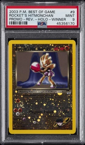 2003 POKEMON BEST OF GAME PROMO WINNER #9 ROCKET'S HITMONCHAN-REVERSE FOIL PSA 9