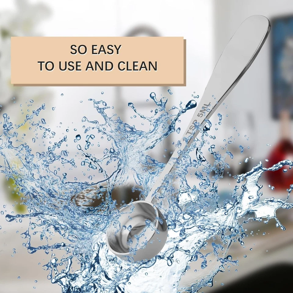 2 piezas 1/2 cuchara medidora (1/6 cucharada, 2,5 ml), acero inoxidable individual... Foto 4 de 4