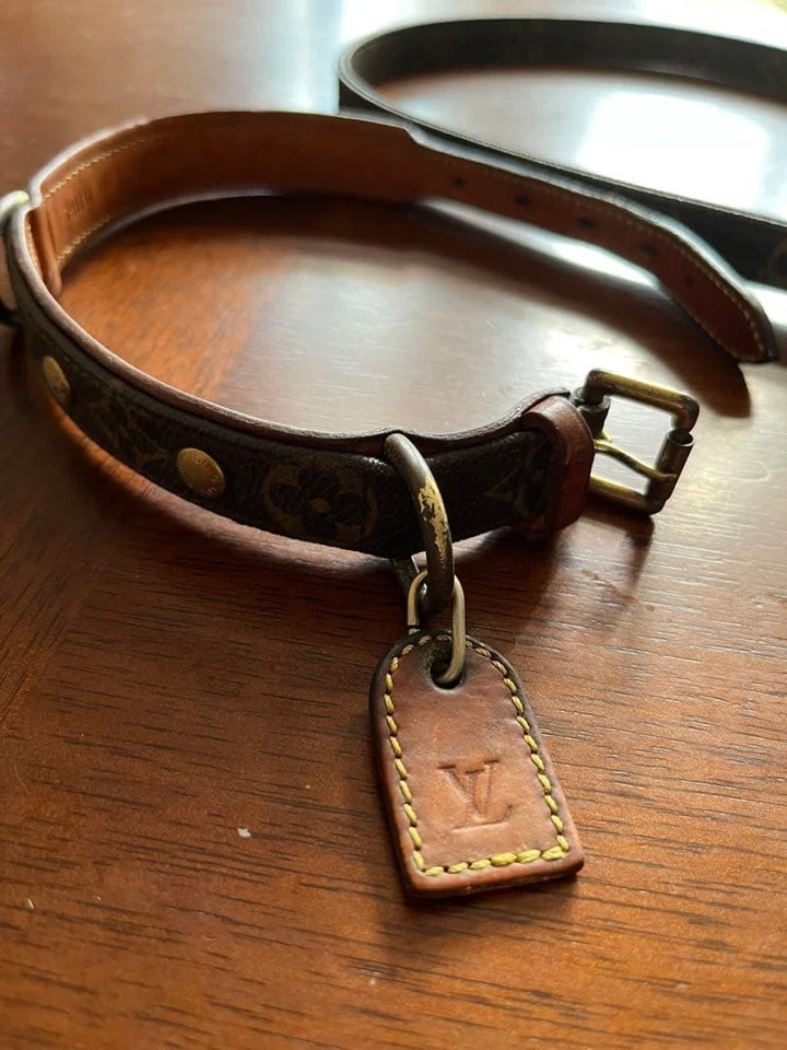 Louis Vuitton Dog Collar And Leash Set For Medium Dogs Canvas Leather Brown JP - Image 4 of 4