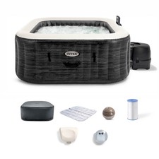 Intex PureSpa Greystone Deluxe Spa Set, 170 Bubble Jet Hot Tub with Cover