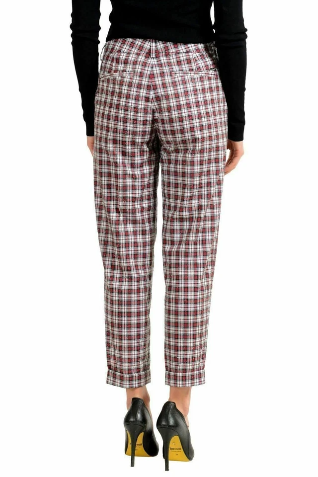 Pantalones informales decorados con cuentas a cuadros multicolores Dsquared2 para mujer US XS IT 38 Foto 3 de 4