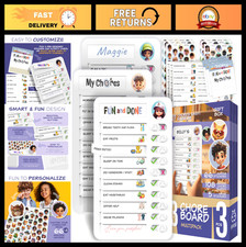 Kids Chore Chart with Stickers Checklist - Magnetic Daily Routine Visual Sched