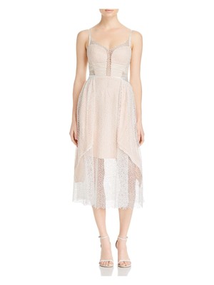 THREE FLOOR Womens Pink Spaghetti Strap Midi Formal Empire Waist Dress 0