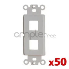 50 Pack Keystone Wall Plate Insert 2 Port Jack Outlet For Fits Decora Wallplate