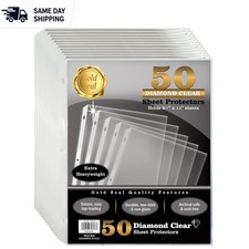 50 Count Diamond Clear 4 mil Extra Heavyweight Sheet Protectors - Archival Safe