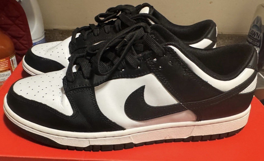 Nike Dunk Low Leather Black White Lace Up Low Top Men's Athletic Sneakers