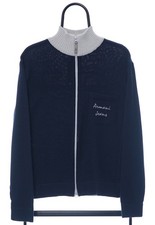 Vintage Armani Jeans Jumper Wool Mens Large Navy AJ Logo Knit Made in Italy 90s