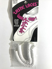 Vintage Pair of White ‘Lastic Laces Made in USA NOS In Original Package Elastic