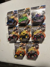 Lot Of 8 Monster Jam Trucks Toys 1:64 Grave Gigger, El Toro, Zombie Ect New