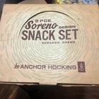 Vintage 8 PIECE SORENO DESIGN SNACK SET (AVOCADO GREEN) ANCHOR HOCKING