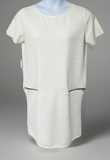 Boohoo Women's Sz: 10 Ivory Box Style Above Knee Textured Pullover Dress