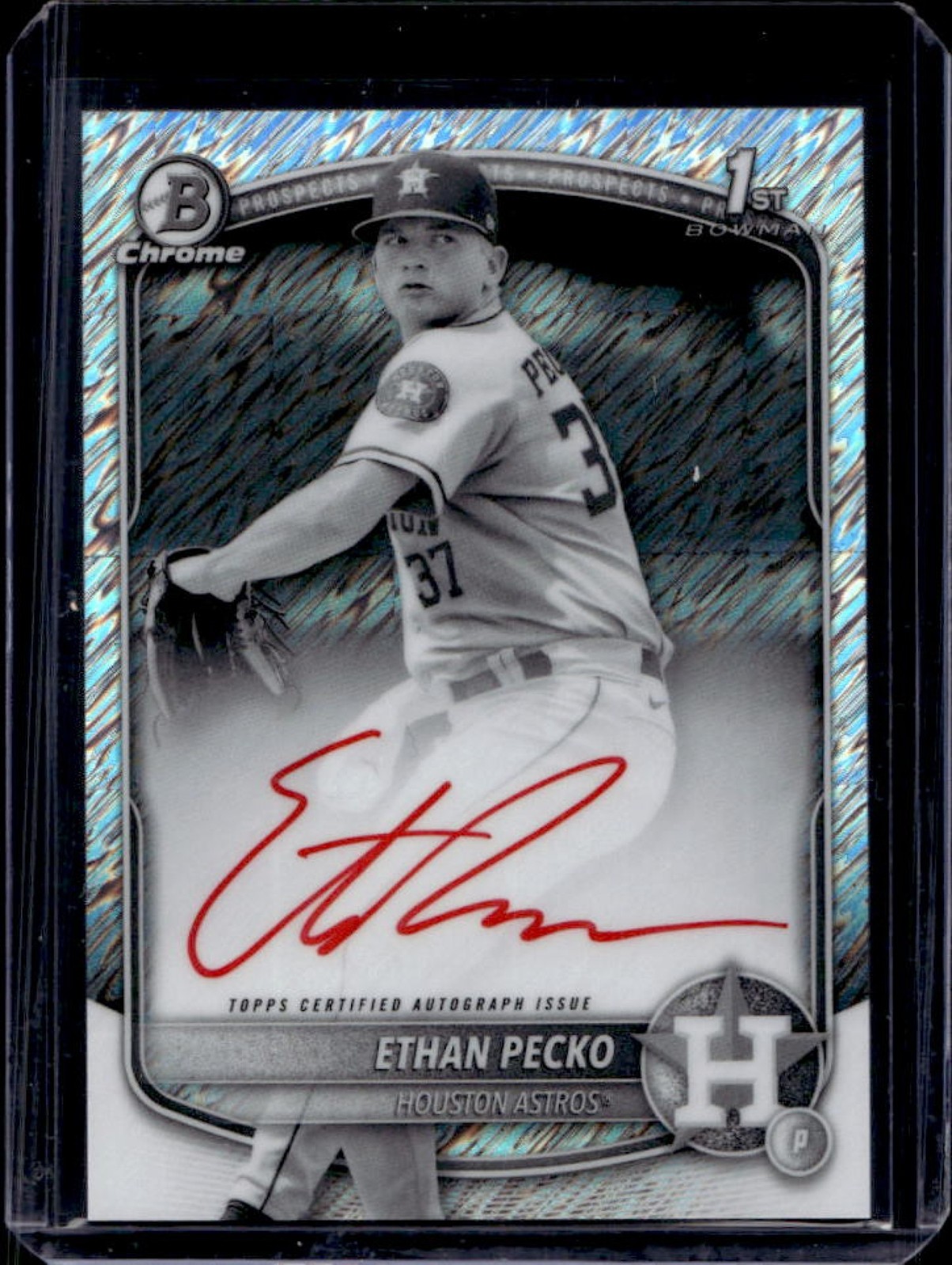 2025 Bowman Chrome Ethan Pecko Auto Black White Shimmer Refractor 1st #CPA-EPE