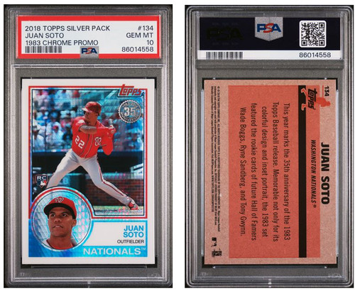 2018 TOPPS SILVER PACK 1983 CHROME PROMO 134 JUAN SOTO NATIONALS METS RC PSA 10