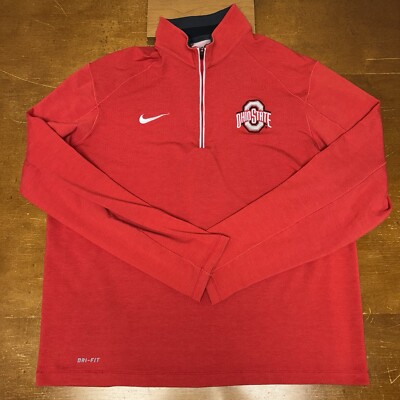 Ohio State Buckeyes Sweater Mens Large Red 1/4 Zip Long Sleeve