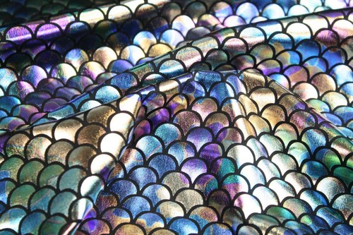 Mermaid Scales Fishtail Stretchy Fabric Spandex Metallic Shiny 100*150 cm Green - Picture 18 of 18