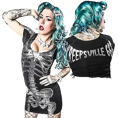 Kreepsville 666 Day of the Dead Skeleton Flare Dress Made in the USA (XS) | eBay Kreepsville 666 Day of the Dead Skeleton Flare Dress Made in the USA (XS) | eBay