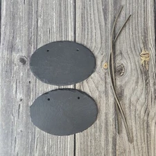 2 Handmade Slate Oval Chalkboard Blackboard Sign Shabby Chic Style 4X6