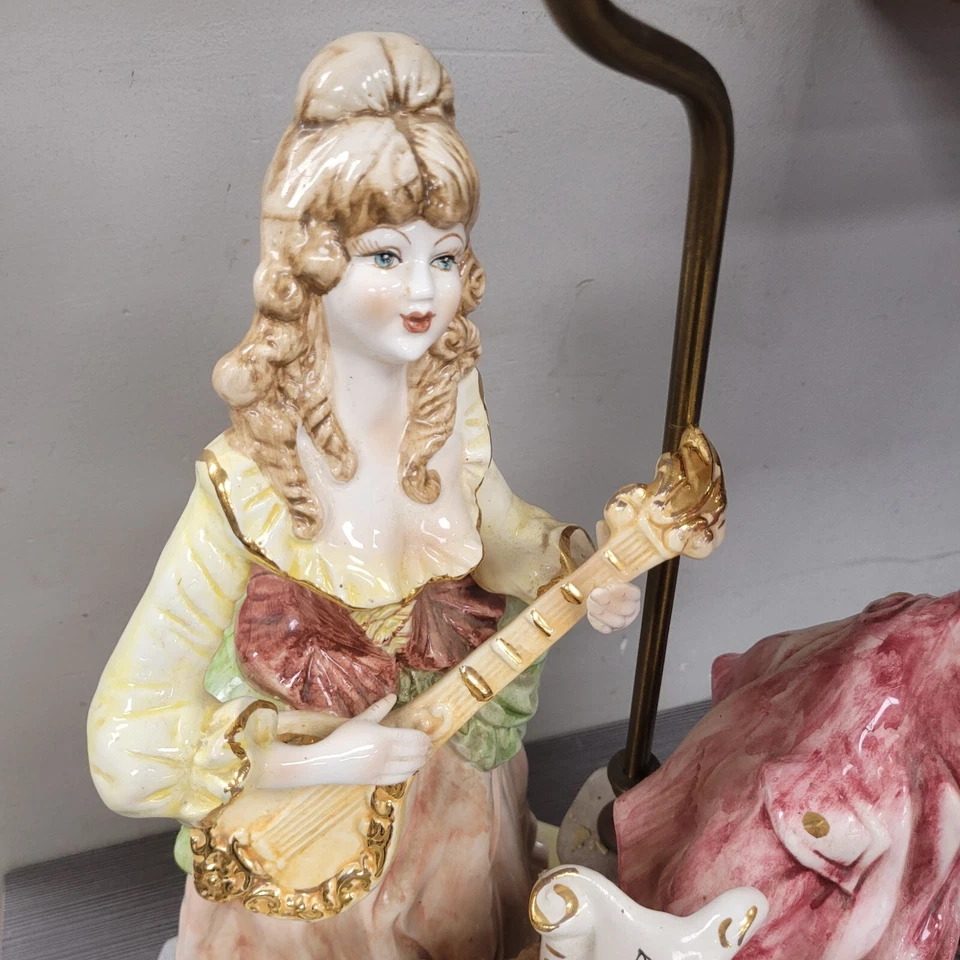 CAPODIMONTE 3 FIGURAS De Colección Porcelana Pianista Estatuilla Estatua Lámpara de Mesa Foto 4 de 4