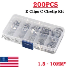 200PCS 1.5 - 10mm Assorted Stainless Steel E Clips C Circlip Kit Retaining Ring