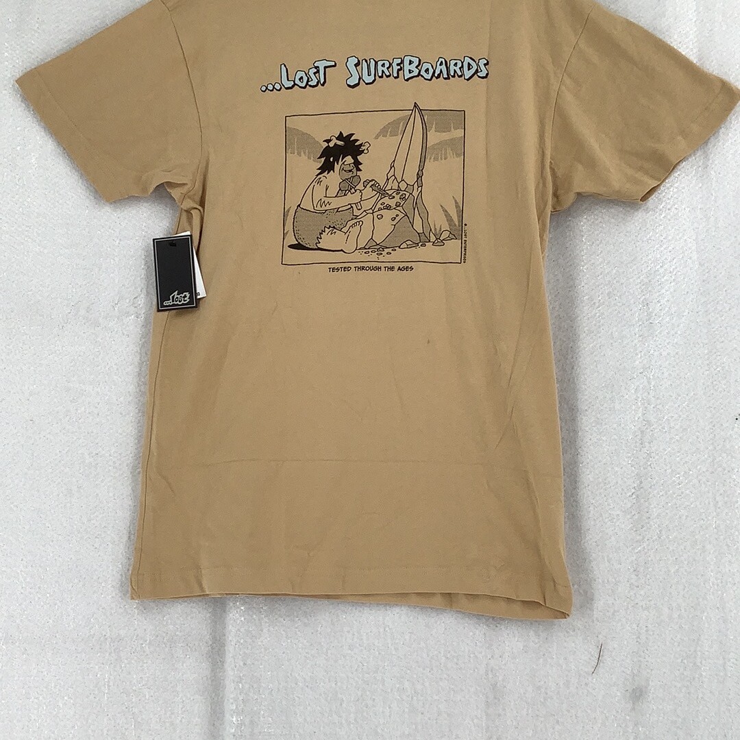 Lost Mens Vintage Gold Surfboard Stone Age Pullover T-Shirt Size