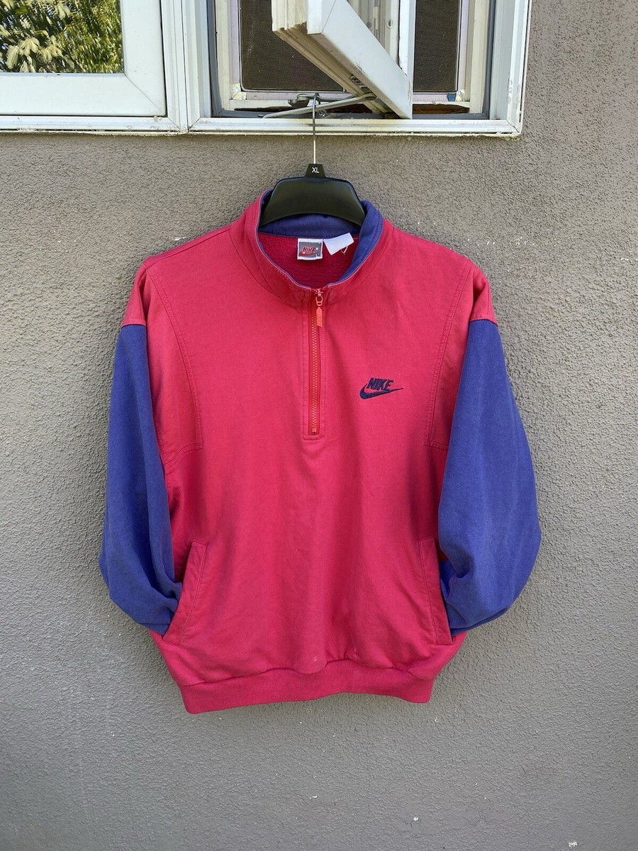 vintage 80s nike 1/4 zip sweatshirt size L Large Red/Blue | eBay