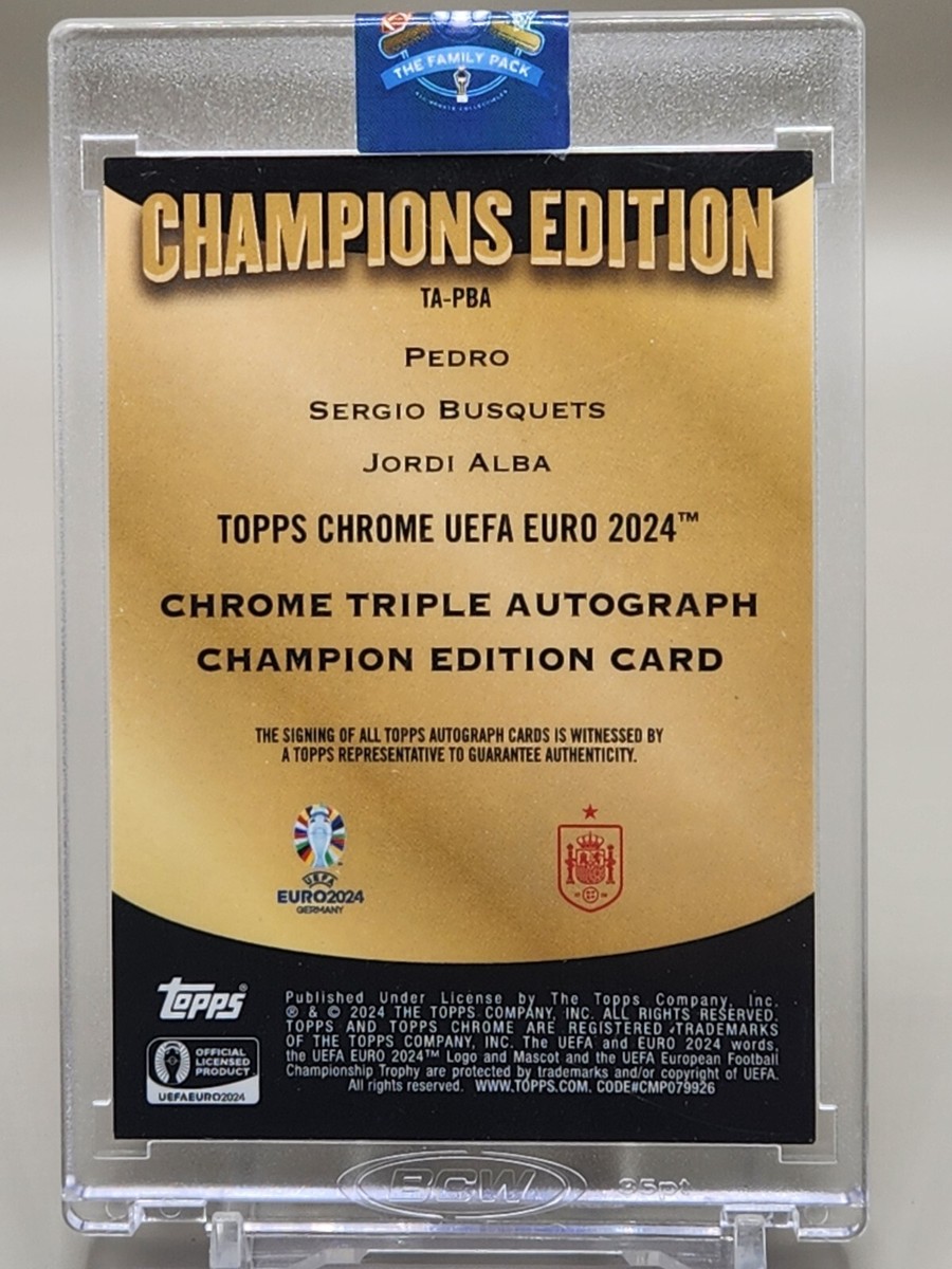 2024 Topps Chrome UEFA EURO Pedro/Busquets/Jordi Triple Auto