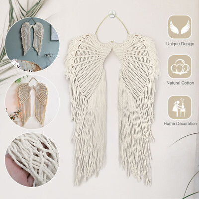 Macrame Boho Tapestry DIY Angel Wing Woven Wall Hanging Home Decor Ornament  Gift