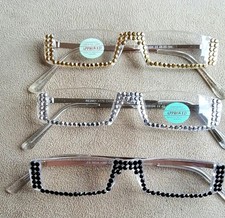 NEW STYLE SASSY READING GLASSES SILVER CRYSTAL SILVER 1.50 READERS