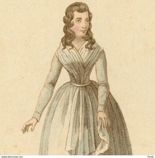 Manon Roland Epoque Convention - Gravure originale aquarelle XIXe