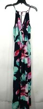 Pink Lily Women Multicolor Floral Spaghetti Strap Shoulder V Neck Maxi Dress S