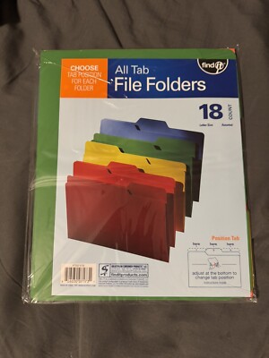 Find It - All Tab File Folders Letter Size - Third Cut - 18 Folders per Pack