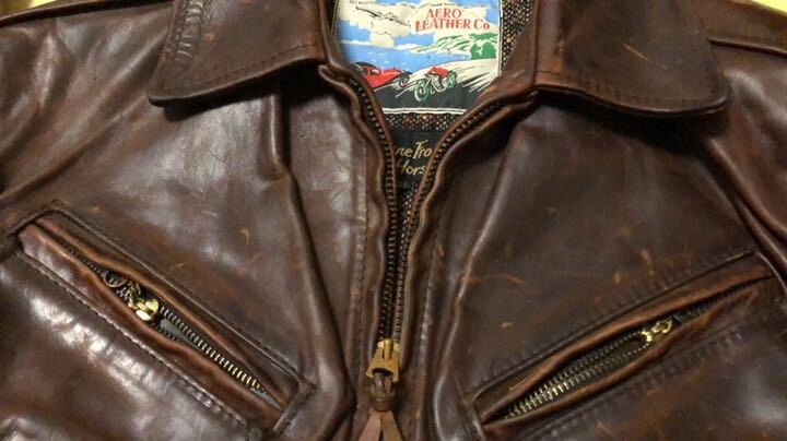 AERO LEATHER size 38 Horse Leather flight jacket brown Vintage