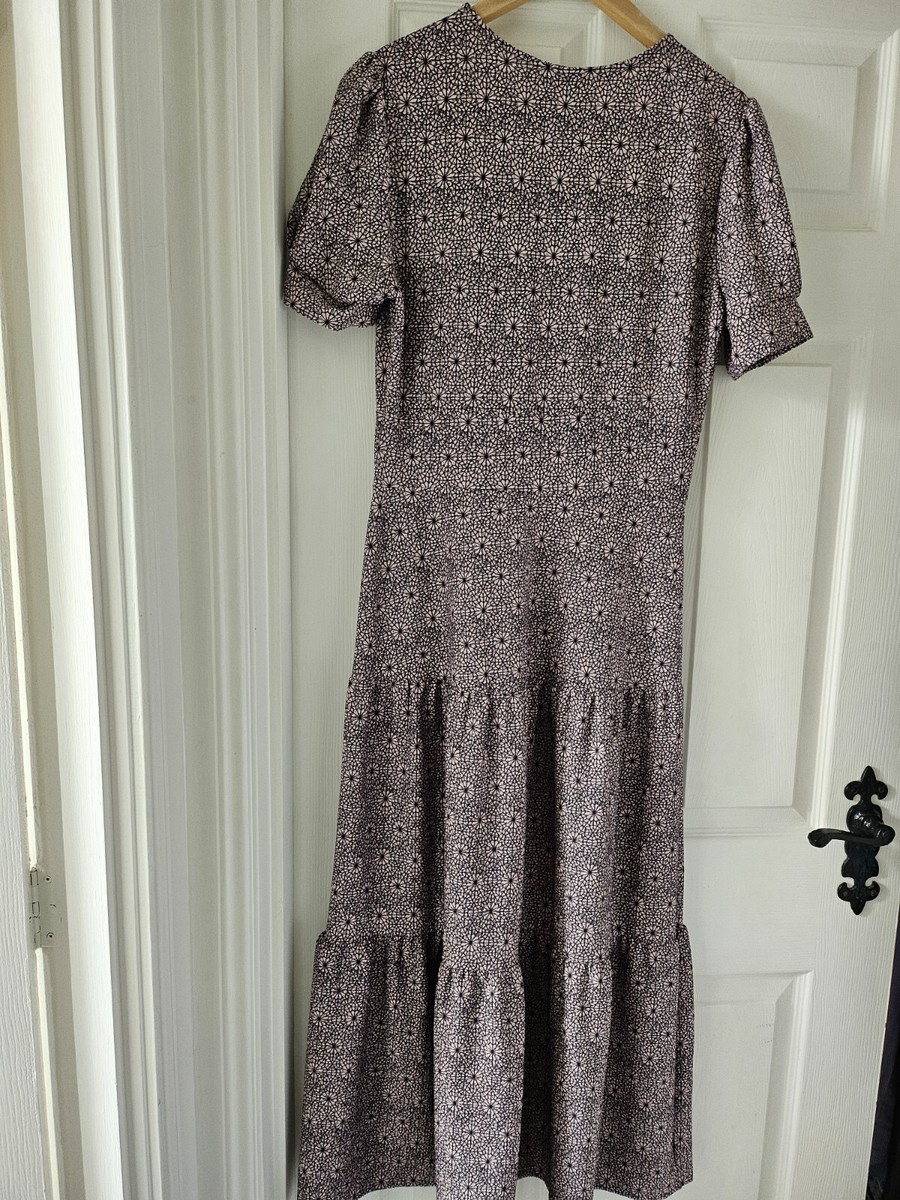 Topshop Pink And Black Tiered Maxi Dress Size 10